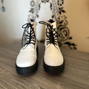 Charles Albert White Combat Boots — Size 8 — Good Condition